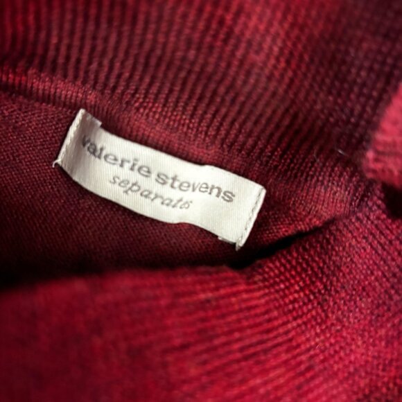 Valerie Stevens Merino Wool Mock Neck Sweater Womens Medium Red Lightweight - Picture 10 of 13